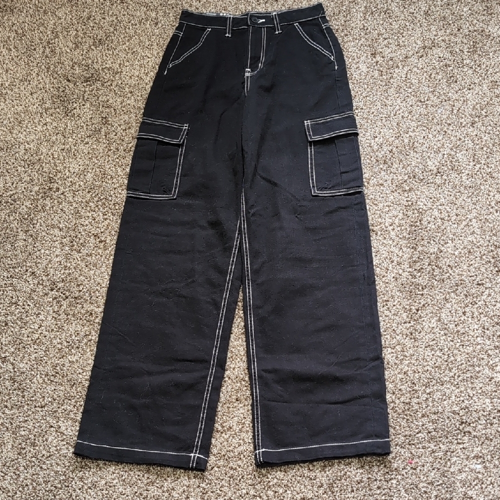 H&M  90's Baggy Black Cargo Pants  NEW Size 0 Extra Long
